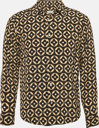 Sandro Black Printed Crepe Loose Fit Shirt Xs