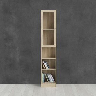 Dmora Dmora - Estante Para Libros Greg, Estante De Oficina, Porta Libros M&oacute;vil, Biblioteca, 41x28 H203 Cm, Roble