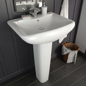 Berkfield Home Freestanding Basin with Pedestal Ceramic White 580x470x200 mm