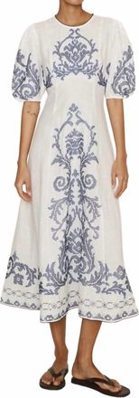 Alemais Hazel Embroidered Midi Dress In White