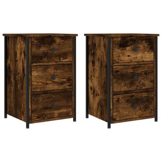 vidaXL Mesitas Noche 2 Uds Madera Ingenier&iacute;a Roble Ahumado 40x36x60 Cm Vidaxl