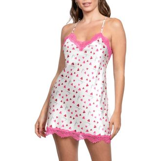 In Bloom by Jonquil Alyssa Lace Trim Satin Chemise in Ivory at Nordstrom Rack, Size Small