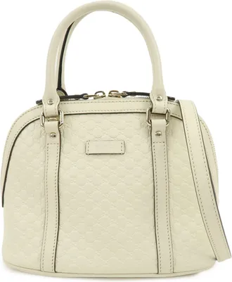 Gucci Convertible Dome Satchel Guccissima Leather White Leather Handbag (Pre-Owned)