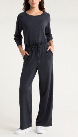 Zella Restore Soft Cozy Long Sleeve Jumpsuit in Black at Nordstrom Rack, Size Small
