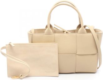 Bottega Veneta Beige Leather Handbag Tote Bag (Pre-Owned)