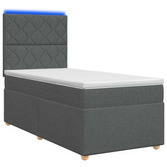 vidaXL Cama De Muelles Con Led Y Colch&oacute;n Gris Oscuro 90 X 190 Cm Tela Vidaxl