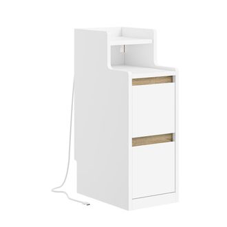 SoBuy Sobuy Mesilla De Noche Blanca Con 2 Cajones C&oacute;moda Peque&ntilde;a Con Carga Inal&aacute;mbrica Mueble Auxiliar De Mdf 22&times;34&times;60 Cm Capacidad De Carga 17 Kg Fbt178-e-
