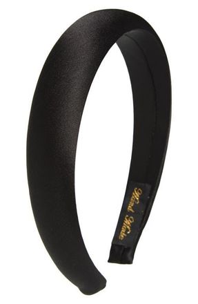 Tasha Padded Satin Headband in Black at Nordstrom