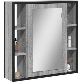 vidaXL Mobile Specchio da Bagno Grigio Sonoma 60x16x60 cm Multistrato - Vidaxl