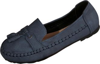 Generic Ladies Loafers Slip On Casual Flat Shoes Solid Color Comfortable Stylish Lightweight Breathable Classic Pumps Shoes Work Office Walking Navy