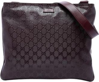 Gucci Pre-owned Coated Canvas Crossbody Bag - Dames - Vintage Schoudertas - Bruin - ONE Size - Leer - Vintage