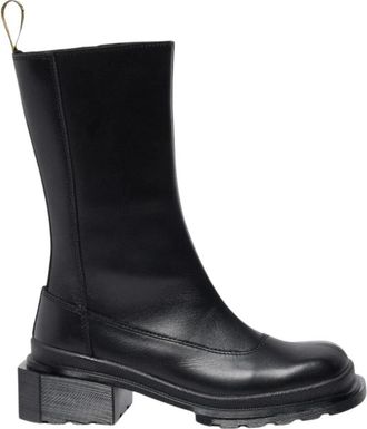 Dr. Martens Maybole Hi Chelsea-boot met vierkante neus - Dames - Laarzen met Hak - Zwart - 38 EU - Leer - Schoenen
