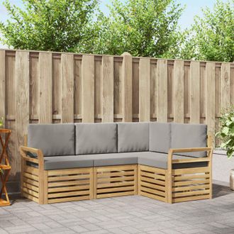 vidaXL Vidaxl Set Di Divani Da Esterno 4 Pz Bianco E Grigio Chiaro Poliestere