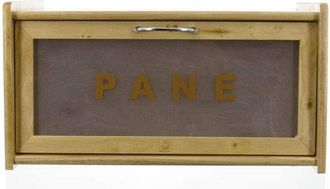 Trade Shop Trade Shop - Portapane In Legno Con Vetrina In Vetro Chiusura A Calamita Contenitore 38x22x20cm