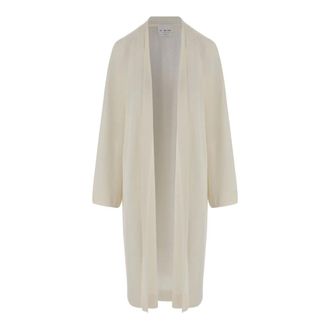 SA SU PHI Cashmere Knitwear, female, White, Size: XL Long Open Cashmere and Silk Knit