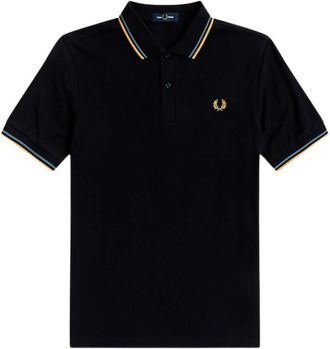 Fred Perry Tweekleurig katoenen poloshirt - Heren - Polos - Blauw - XL - Katoen - Tops