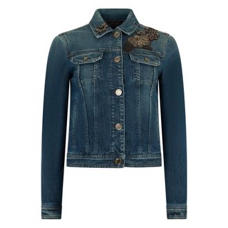 Moorer Denim Jackets, female, Blue, Size: XS Cropped Denim Jacket