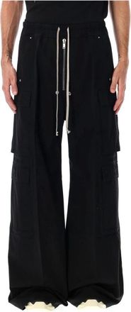 Rick Owens Double Cargo Jumbo Belas Pants - Heren - Wijde Broeken - Zwart - S - Katoen - Broeken