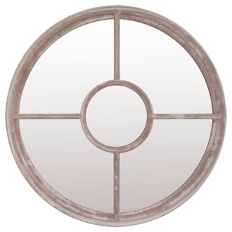 Berkfield Home Garden Mirror Sand 60x4 cm Iron Round for Outdoor Use in Beige
