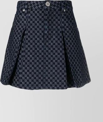 Balmain pleated high waist a-line denim skirt