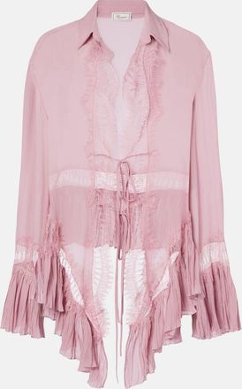 Blumarine Camicia in georgette con pizzo