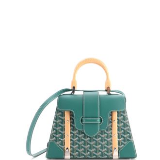 Goyard Saigon Top Handle Bag Coated Canvas with Leather PM