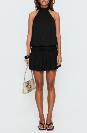 Princess Polly Lealeia Halter Minidress in Black at Nordstrom, Size 10