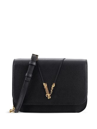 Versace Virtus Chain Flap Shoulder Bag Leather Medium crossbody bag - Black