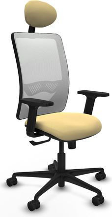 Piqueras y Crespo Zulema Sincro Malla Blanca Similpiel Crema Brazos 2d Base Nailon Cabecero Fijo Ruedas 65mm Nailon