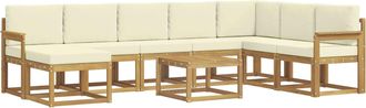 vidaXL Conjunto De Sof&aacute;s De Exterior 9 Uds. Blanco Y Crema Vidaxl