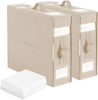 OEM Organizador De Ropa De Cama - Lino/beige - Gran Capacidad - S&aacute;banas/ropa/almohadas - Con Marco Para Etiquetas