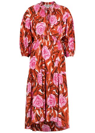 Diane Von F&uuml;rstenberg Diane Von Furstenberg Artie Floral-print Cotton-blend Midi Dress - Multicoloured - S (UK8-10 / S)