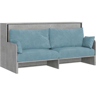 Itamoby Letto singolo a scomparsa Kando con divano con materasso cemento, azzurro