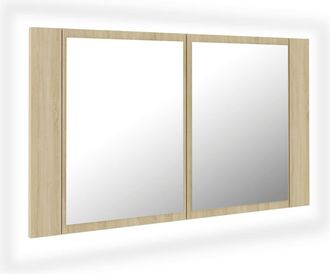 vidaXL Armario Espejo De Ba&ntilde;o Led Acr&iacute;lico Roble Sonoma 80x12x45 Cm Vidaxl