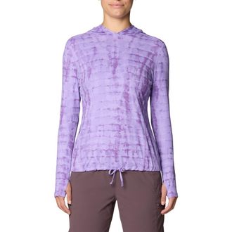 Mountain Hardwear Crater Lake Long Sleeve UPF 50+ Hooded T-Shirt in Harbor Violet Prismatic Print at Nordstrom, Size X-Large