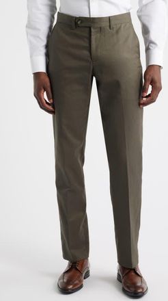 Berle Trim Fit Flat Front Lyocell & Cotton Twill Chinos in Olive at Nordstrom, Size 38