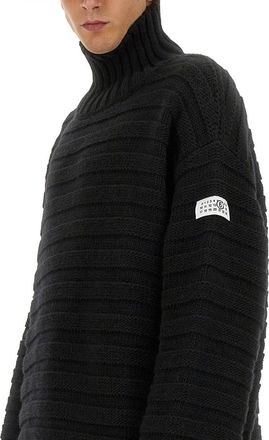 Maison Margiela Virgin Wool Turtleneck Sweater - Black