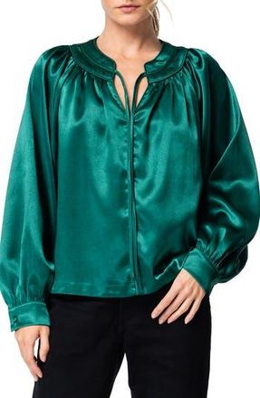 Ciebon Sona Satin Blouse in Green at Nordstrom Rack, Size X-Small