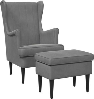 vidaXL Sill&oacute;n Con Pouf 2 Uds. Gris Oscuro Terciopelo Vidaxl