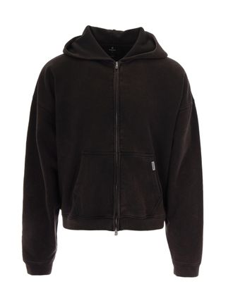 Represent Boxy Zip Hoodie in Rich Coffee Cotton