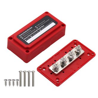 OEM Caja De Distribuci&oacute;n Y Empalme De Barras Colectoras De Alta Resistencia Con Carcasa Roja Y 4 Bornes De Conexi&oacute;n M8 De 300 A Y 7,94 Mm