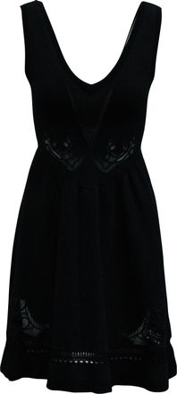 Sandro Sleeveless Lace Trimmed Short Dress in Black Polyamide
