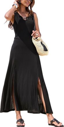 Lascana Womens Keyhole Detail Maxi Dress in Black at Nordstrom, Size 14