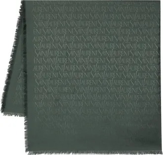 Saint Laurent Dark Green Logo Scarves