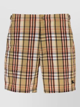 Burberry mens knee length plaid shorts side adjusters