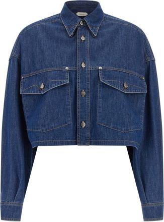 Versace Blue Cotton Womens Blouse