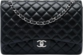 Chanel Pre-owned Classic Double Flap Shoulder Bag - Dames - Vintage Schoudertas - Zwart - ONE Size - Leer - Vintage