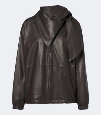 Loewe Scarf-detail leather jacket