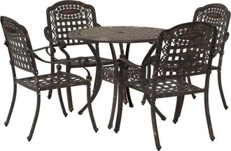 vidaXL Garden Dining Set 5 pcs Bronze 90 x 90 x 75 cm Cast Aluminium vidaXL
