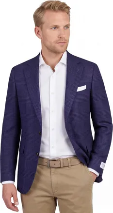 Carl Gross wollen colbert Carl Gross blauw effen normale fit